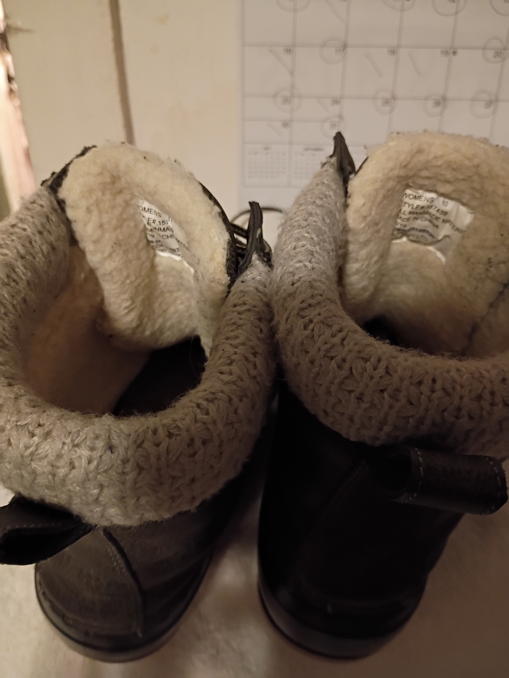 Magellan Outdoors Brown Ankle Booties with Cream Sherpa Cuff
